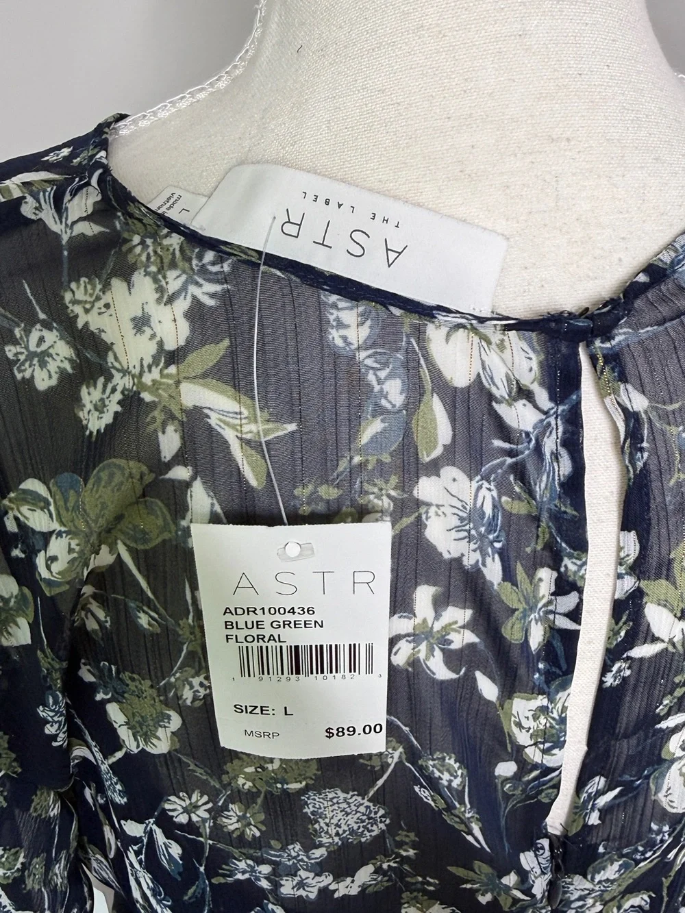 NWT ASTR the Label Flutter Sleeve Maxi Dress Blue Green Floral Size L - Picture 8 of 12